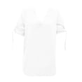 thumbnail image 4 of Tittly T Shirts for Women Spring Tops for Women New Chiffon Long Sleeved Shirt Solid Color V Neck Pullover Casual Loose T Shirt Top Tshirts Shirts Basic Tees White 3XL, 4 of 4