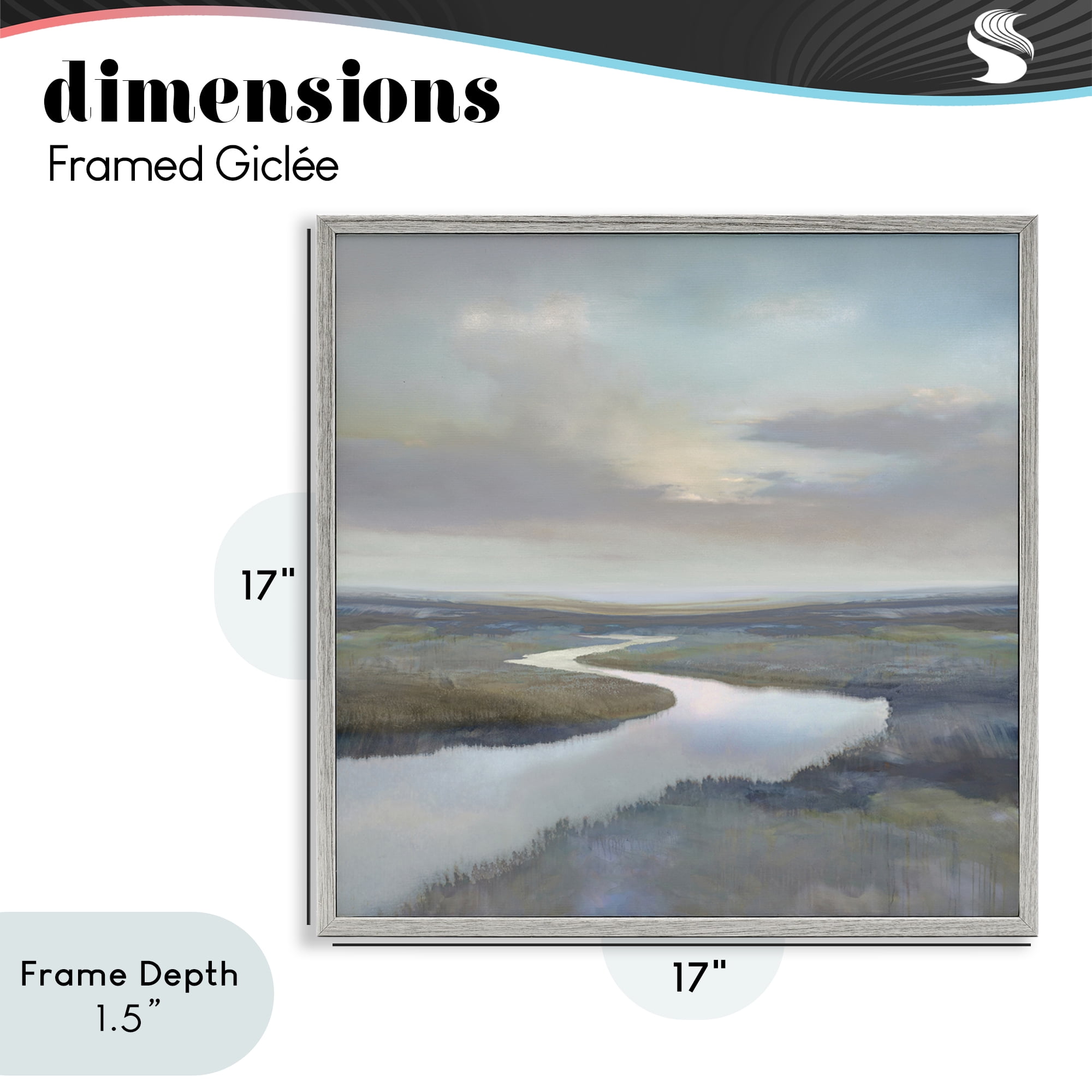 Stupell Industries Calm Riverbend in Greys Gray Framed Giclee Art, design by Christy McKee