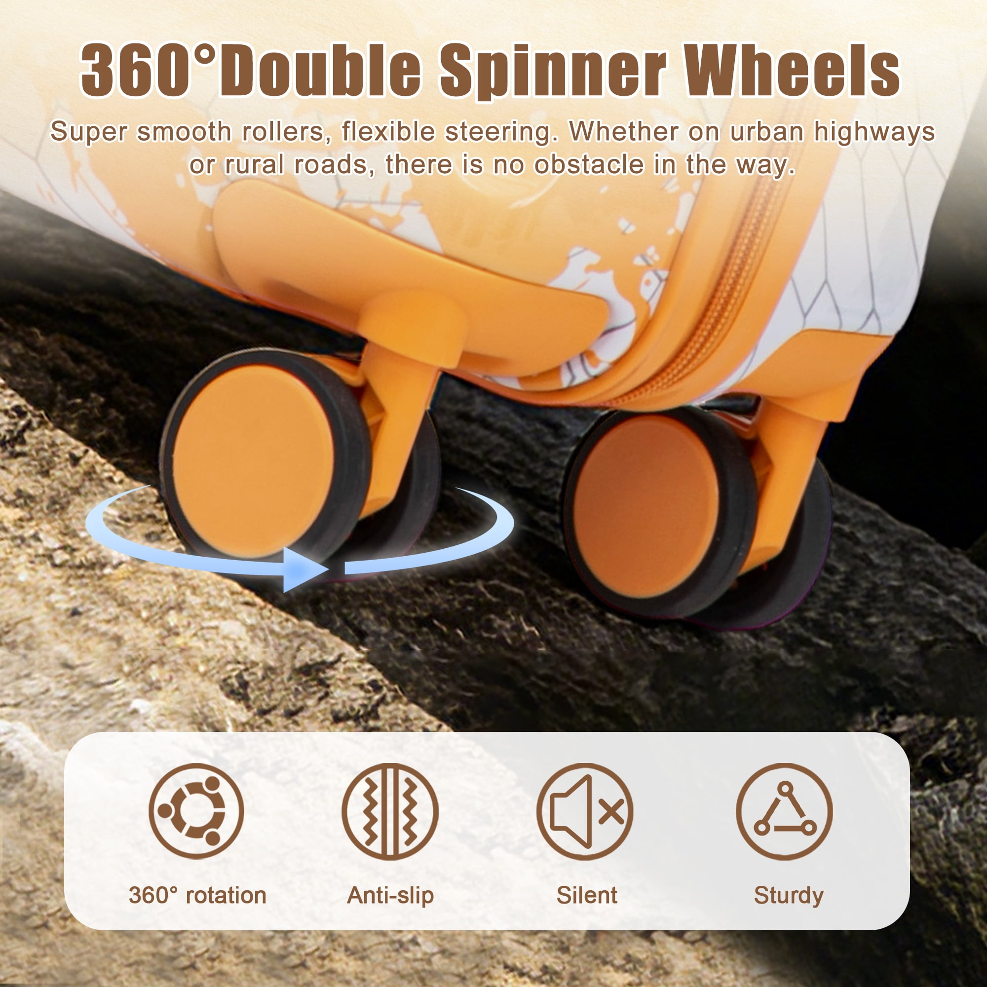 Leumius 20" Hardside Carry-on Suitcase – Expandable Spinner Luggage for Travel, Orange