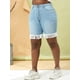 thumbnail image 2 of Frenos trenzados Denim Plus Tamaño Bermudas Shorts Rosegal  Pantalones cortos de talla grande, 2 of 5