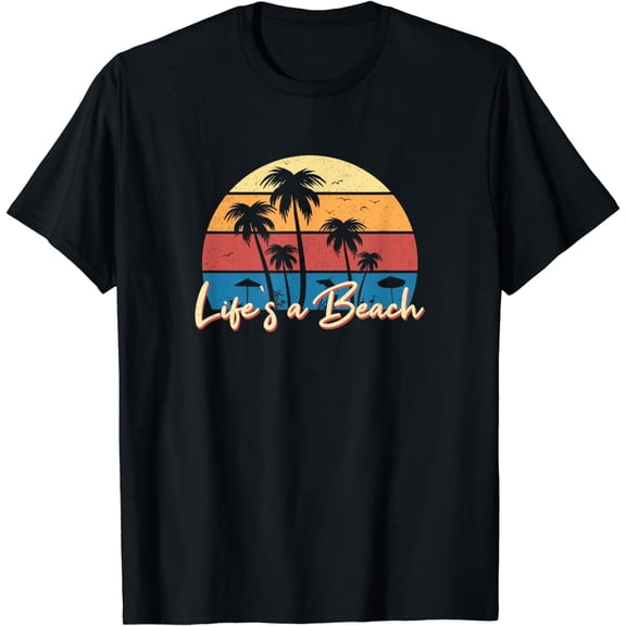 Life's a Beach Funny Retro Palm Tree Vacation Summer gifts T-Shirt