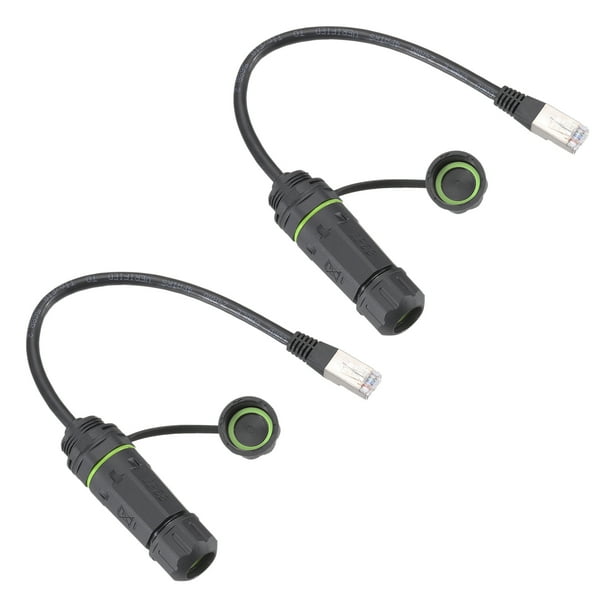 Acoplador RJ45 Impermeable Uxcell, Cabeza Única Hembra a Hembra Apantallada IP68 con Cable de Red para Cat6/Cat5e/Cat5, Paquete de 2
