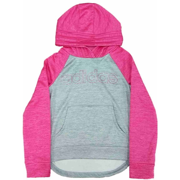 Adidas Girls Gray & Pink Rainbow Shimmer Hoodie Sweatshirt Jacket 6