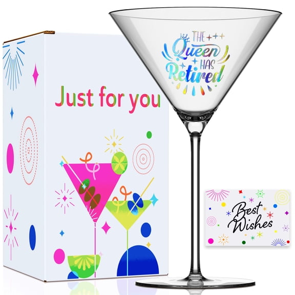 GALOFAY Retirement Gifts for Women Cocktail Glasses, Personalized Gift Package with Martini glass for Retired Woman