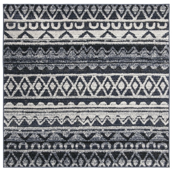 SAFAVIEH Adirondack Emil Southwestern Area Rug, Ivory/Navy, 6' x 6' Square