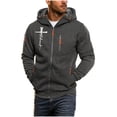 thumbnail image 3 of UVEASISHA Graphic Zip Up Hoodies for Men Criss Cross Print Full Zip Hooded Sweatshirt Jacket Color Block Drawstring Athletic Jackets with Zipper Pockets Dark Gray M, 3 of 7