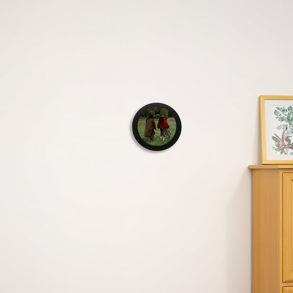 OULII Round Wood Picture Frame Black with Smooth Finish for Wall Photo Display