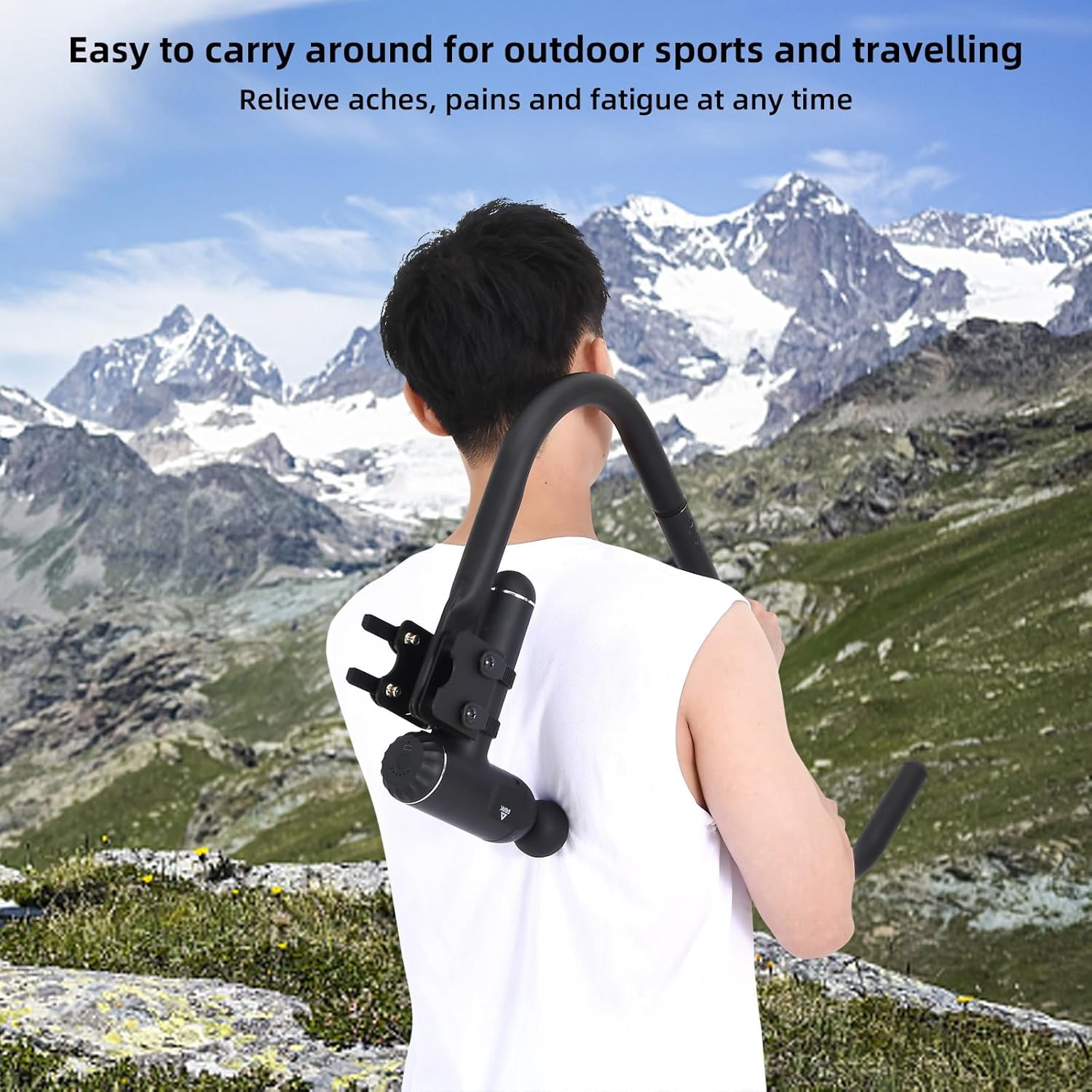 Massage Gun Holder - Ergonomic Shoulder Neck Back Handheld Self Massager Mount for Professional Grade Relief