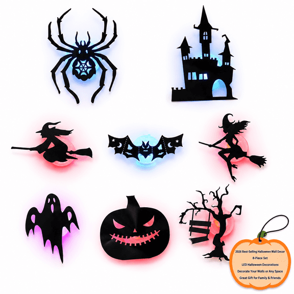 Light up Bats for Halloween 3D LED Wall Decor Design Decorations Glowing Stickers Lighted Glow Lights Party Outdoor Inflatables Ghost Window Projector