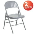 thumbnail image 3 of Emma + Oliver 2 Pack Triple Braced & Double Hinged Gray Metal Folding Chair, 3 of 10