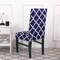 thumbnail image 3 of Dining Chair Cover Set Stretch Spandex Short Dining Chair Slipcovers Removable Washable Decorative Chair Protector Seat Covers for Dining Room Home Wedding Banquet Party Decor (Blue+White, 2 Pack), 3 of 8