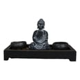 thumbnail image 2 of Meditating Gautama Buddha Zen Garden Kit With Pebbles And Candle Holder Barrels, 2 of 9