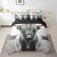 thumbnail image 2 of Highland Cow Bedding King Size 7Pcs, Florals Roses Printed Microfiber Comforter Set, Animals Botanical Kids Adults Bedding Comforter Sets, Gray Pink Flowers Bed Sheets Set Bed in a Bag, 2 of 5