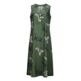 thumbnail image 4 of ICHUANYI Clearance Women's Summer V-Neck Qualities Casual Rose Printed Pocket Sleeveless Dresses(Army Green, M) ICHUANYI WER2023081403911, 4 of 8
