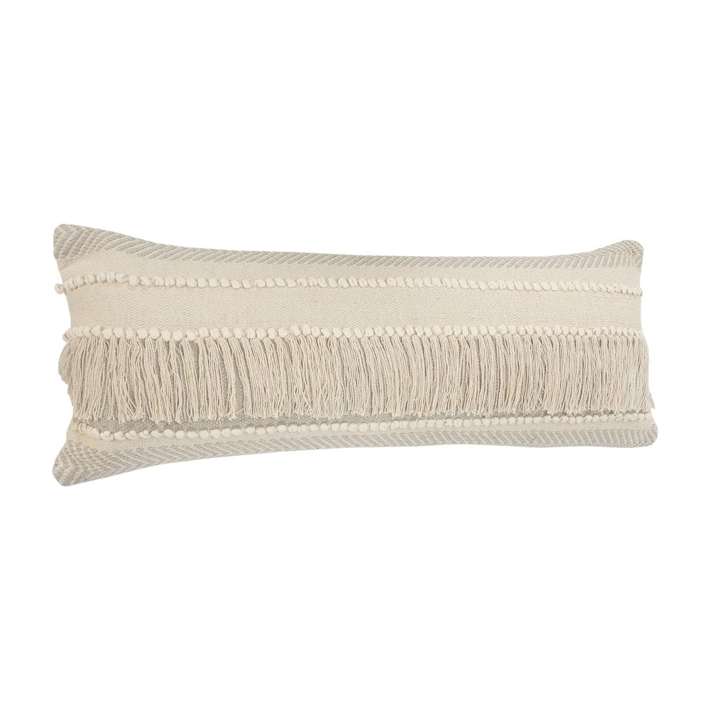 LR Home Ox Bay Hand-Woven Tan/Cream Stripe All-Natural Cotton Pillow Cover