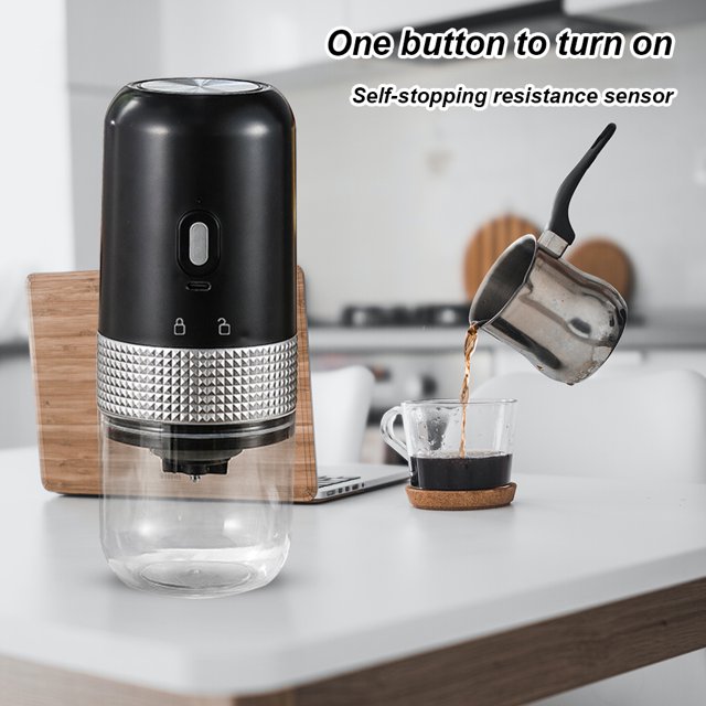 Molinillo de café eléctrico con cafetera USB, molino de granos de café inalámbrico para el hogar