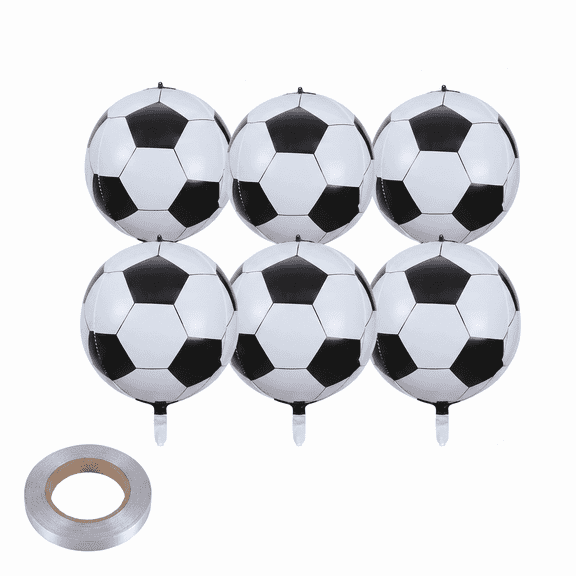 16 Pack 28.8 Inch Soccer Foil Balloons, Black and White Football Balloons for Sports Themed Game Party Birthday Party Decorations