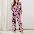 thumbnail image 2 of Fotbe heart with cow Pattern Long Sleeve Pajama Set for Women,Sleepwear Set,2-piece Loungewear Set,Soft PJs Comfy Nightwear with Pockets-Small, 2 of 7