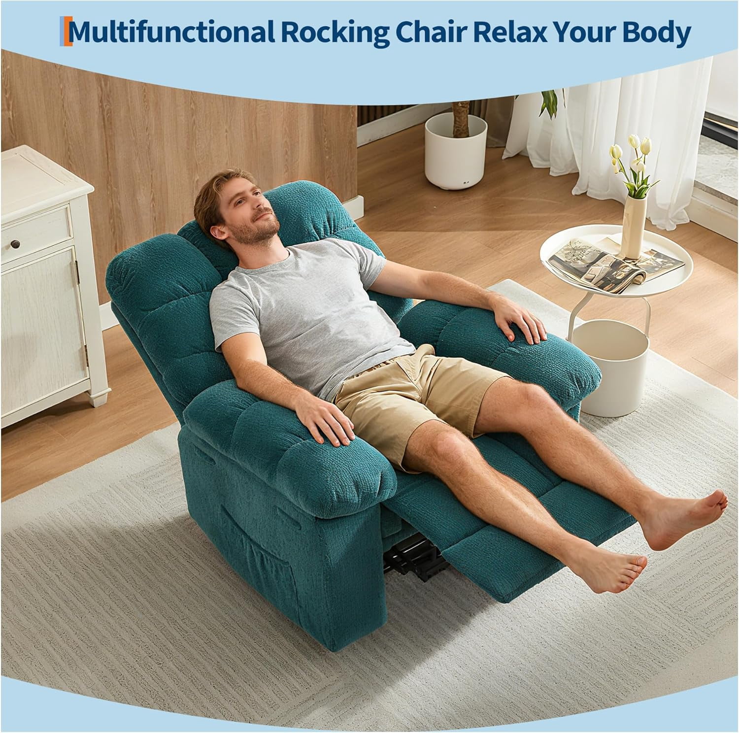 Sunvasagoo Chenille Manual Recliner Chair, 300Lb Capacity, 3 Colors