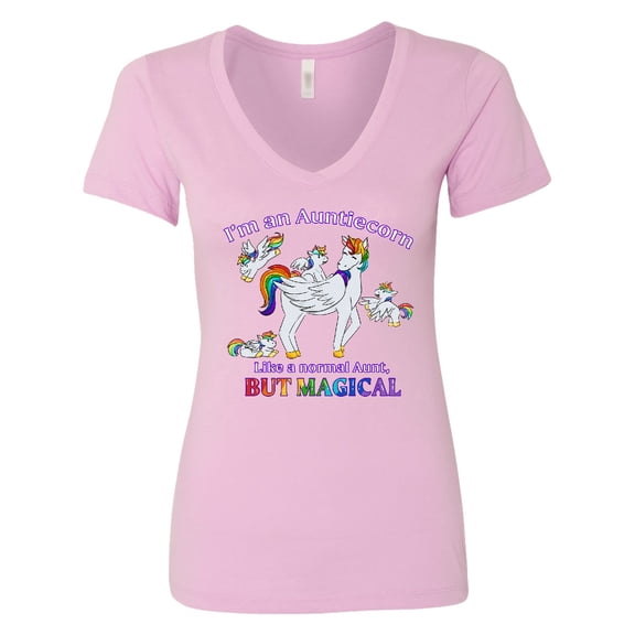 Inktastic I'm an Auntiecorn Like a Normal Aunt but Magical Women's V-Neck T-Shirt
