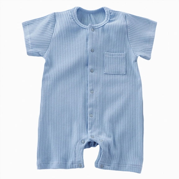 Baby Onesies Boy Baby Girl Clothes Summer Romper Short Sleeve Knit Button Jumpsuit Infant One Piece Outfit 3 6 9 12 18 Months