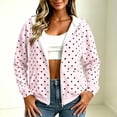 thumbnail image 2 of Women's Polka Dot Zip Up Hoodie with Drawstring Hood and Pockets, Travel Casual Long Sleeve Fleece Sweatshirt Jacket, XXL, 2 of 9