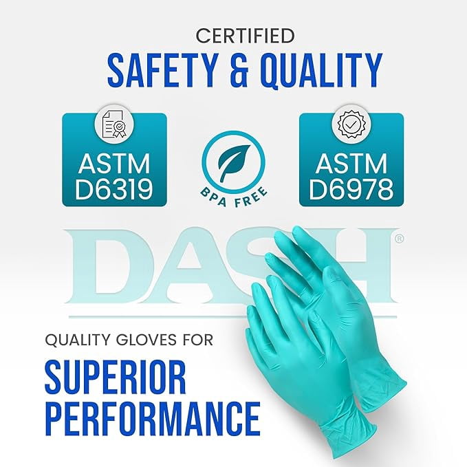 DASH Alasta Aloe Nitrile Exam Grade Disposable Gloves, Chemo Tested, Green, 3.9 mil, 100/Box, Small