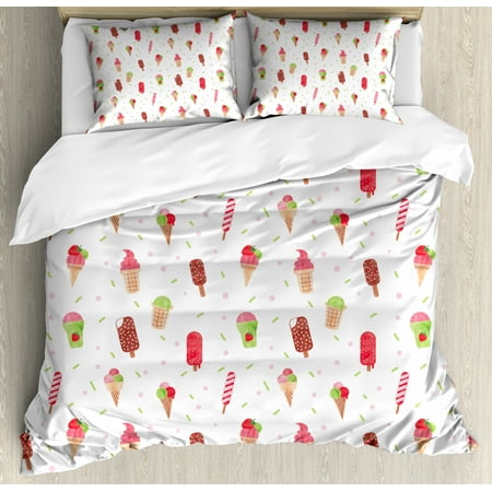 Ice Cream Queen Size Duvet Cover Set Summertime Inspired