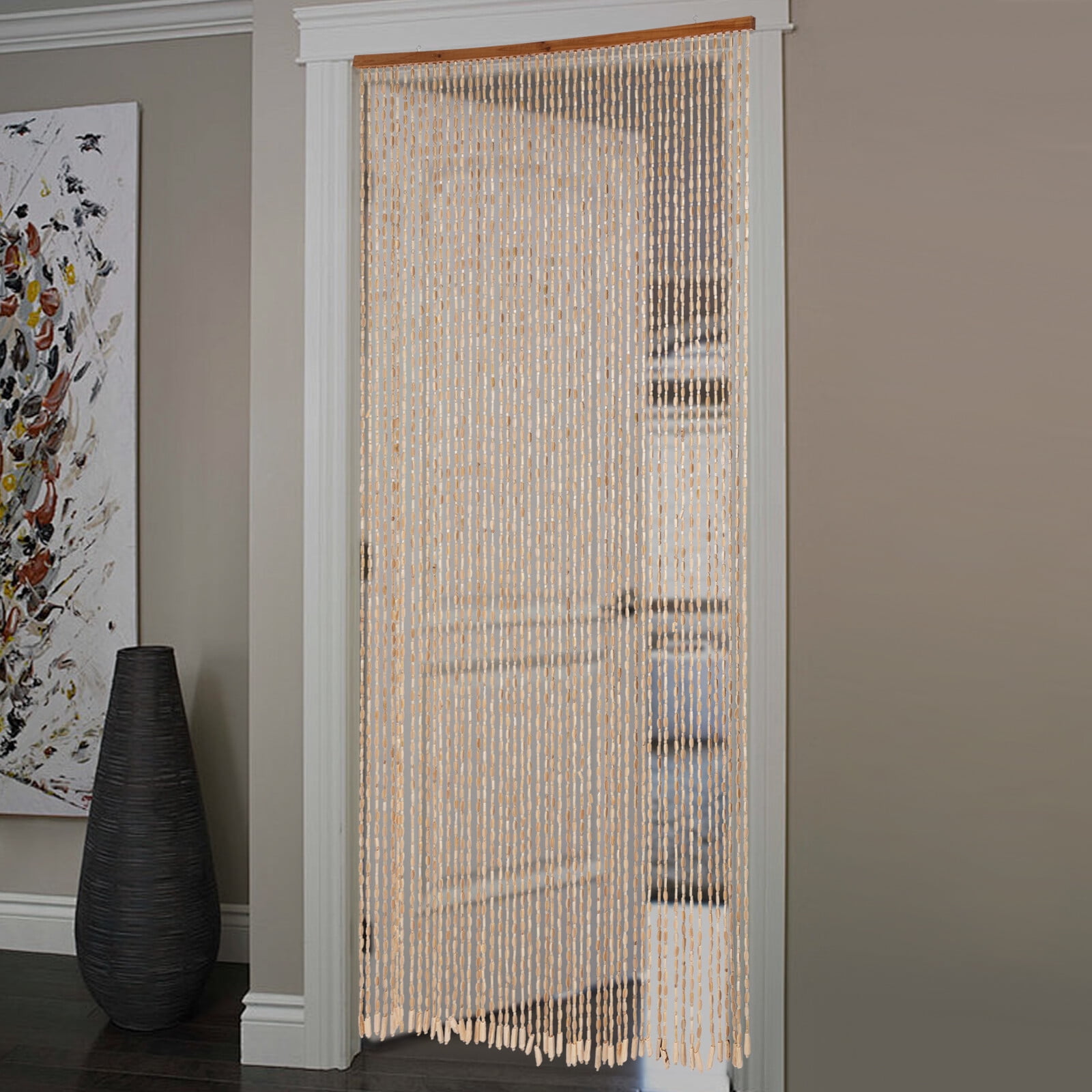 Bamboo Wood Beaded Curtain, Bamboo and Wooden Doorway Curtain, Door Curtain 200*90cm