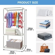 HONEIER Portable Closet,57 Clothes Storage Closet Organizer with 16mm Iron Pipe, Clothes Rack with Dustproof Non-woven Fabric Cover, Wardrobe Clothes Closet Storage for Bedroom