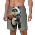thumbnail image 1 of Lsque Cartoon Pandas Basketball Pattern Mens Swim Trunks- Bathing Suit Compression Liner - Beach Swim Shorts Swimwear - (S-3XL) - Stretch Quick Dry-Large, 1 of 6