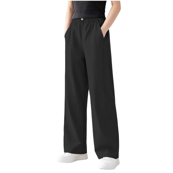 HAPIMO Girls Kids Multi Color Drapey Wide Leg Pants Elastic Waist Casual Trousers for Daily Wear Black 5 Years