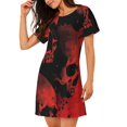 thumbnail image 2 of Disketp Red And Black Abstract Skull para Camisón Corto de Manga Corta para Mujeres, Camisón Cómodo con Escote Redondo, Bonito y Confortable, 2 of 6