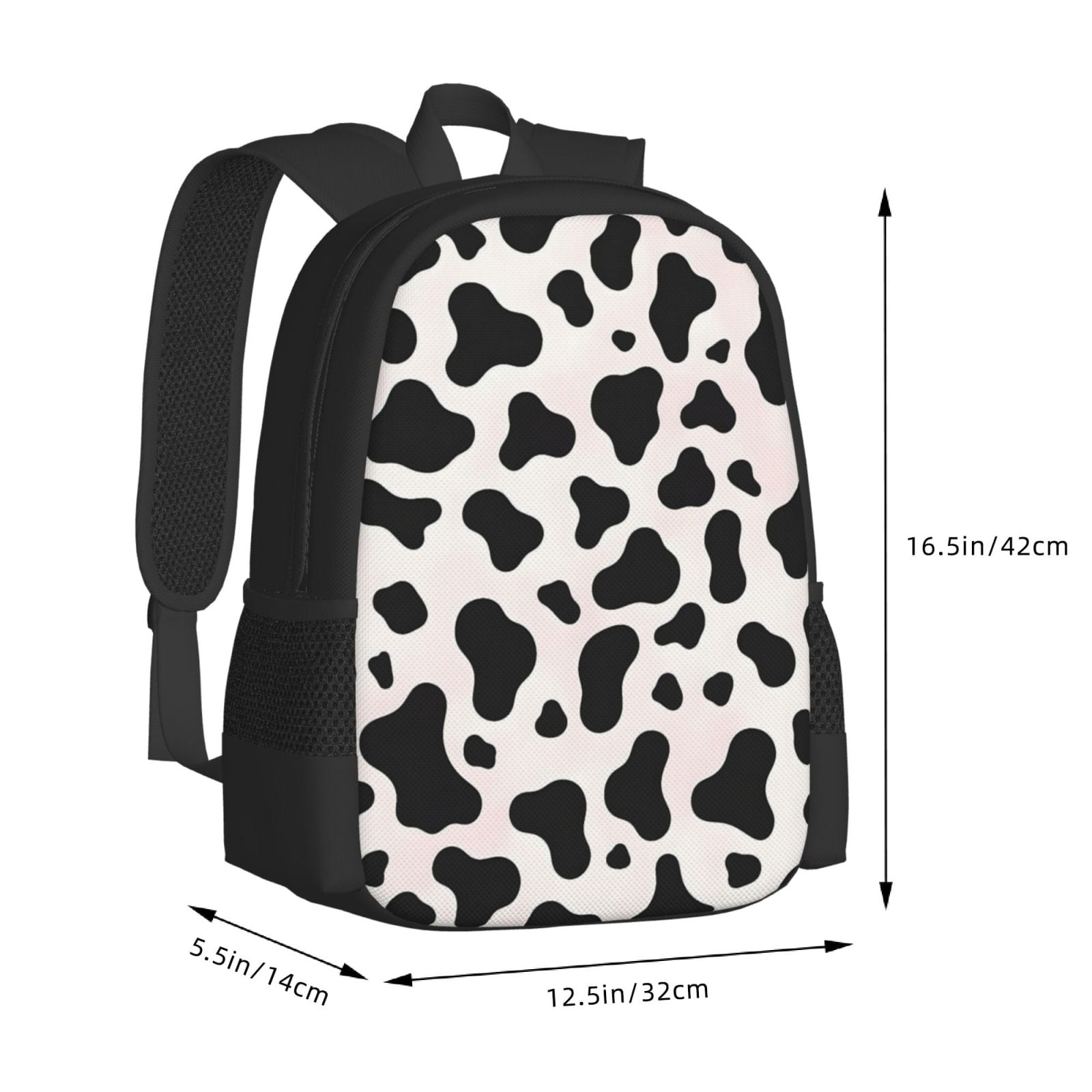 Large Capacity Backpack 16.5×12.5×5.5in Widened Shoulder Strap Design Main Bag Large Top Handle Belt Adjustable Shoulder Strap Simple Cow-Print Pattern1_4