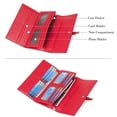 thumbnail image 4 of Cartera CLUCI de piel con tres pliegues, color rojo vino, para mujer, 4 of 7