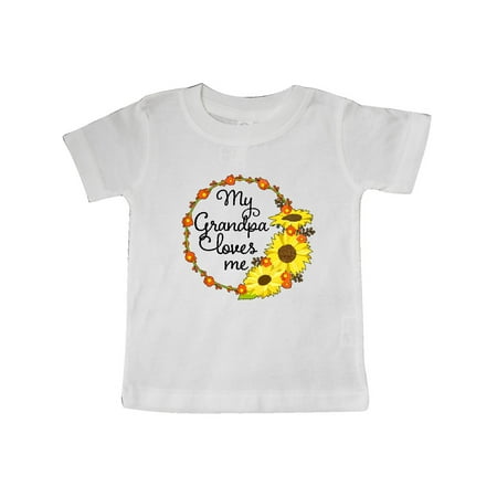 

Inktastic My Grandpa Loves Me with Sunflower Wreath Gift Baby Boy or Baby Girl T-Shirt