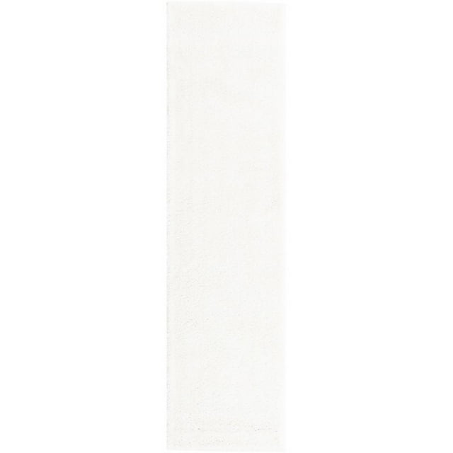 Unique Loom Solo Solid Plush Kids Modern Rug 2' 2 x 8' Runner Snow White