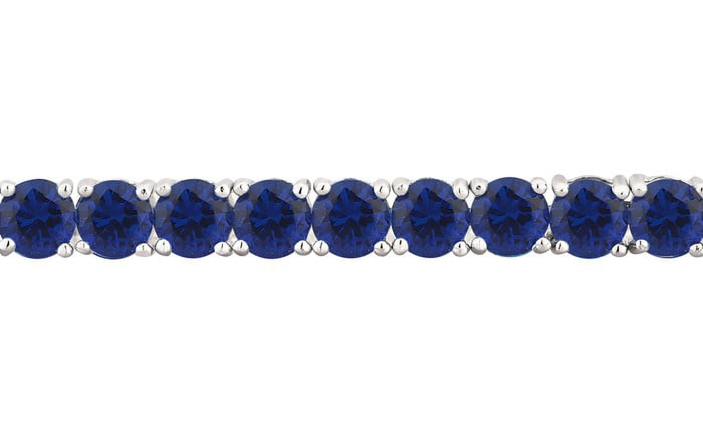 5 5/8 Carat T.W. Simulated Blue Sapphire Sterling Silver Adjustable Tennis Bolo Bracelet