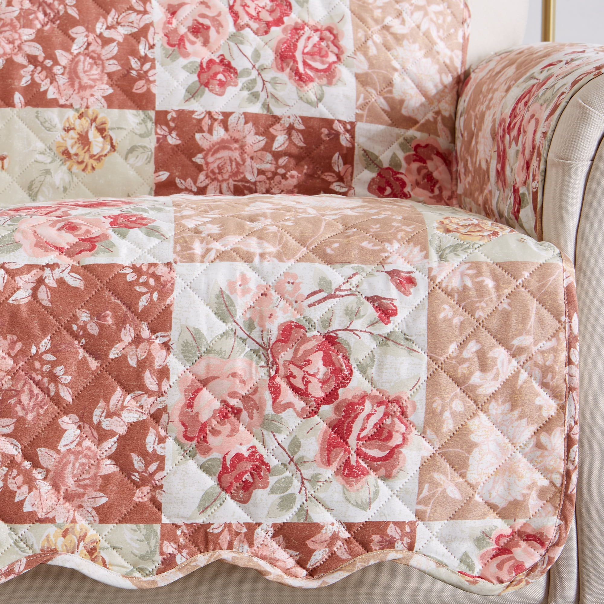 Reversible Quilted Furniture Protector, Machine Washable Slipcover, Sofa, Burgundy / Taupe