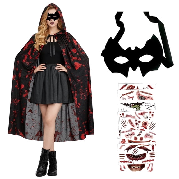 Alaiyaky Hooded Cape Halloween,Vampire Cape Cloak, Cosplay Poncho, Adult Halloween Fancy Dress Costume,Cloak for Halloween Party Fancy Dress