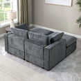 thumbnail image 4 of 68.5" Modular Loveseat Sleeper Sofa Converts to Bed with 2 Ottoman, Space-Saving Design for Apartments, Chenille Upholstered in Grey with Ergonomic Cushions, 4 of 6