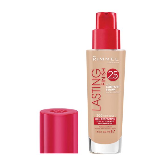 Rimmel Lasting Finish 25HR Foundation, With Vitamin E, comfort serum for instant hydration, Sweat-proof and transfer-proof, 100% Cruelty-Free