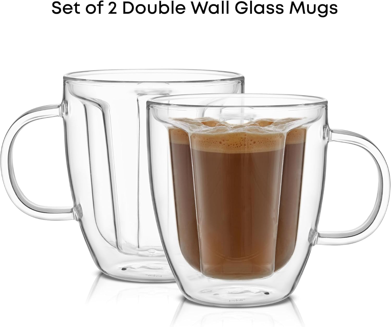 JoyJolt Disney Mickey Mouse 3D Espresso Cups - Set of 2 - 5.4 oz Double-Wall Insulated Glass Mugs
