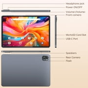 RNRUO 10.1 Android 15 Tablet, 12GB(4+8)RAM, 128GB ROM, 128GB Expand, Quad-Core Processor up to 2.0GHz, WiFi 6 BT5.4, 6000mAh with Fast Charge, Dual Camera, IPS Display, Blue Gray