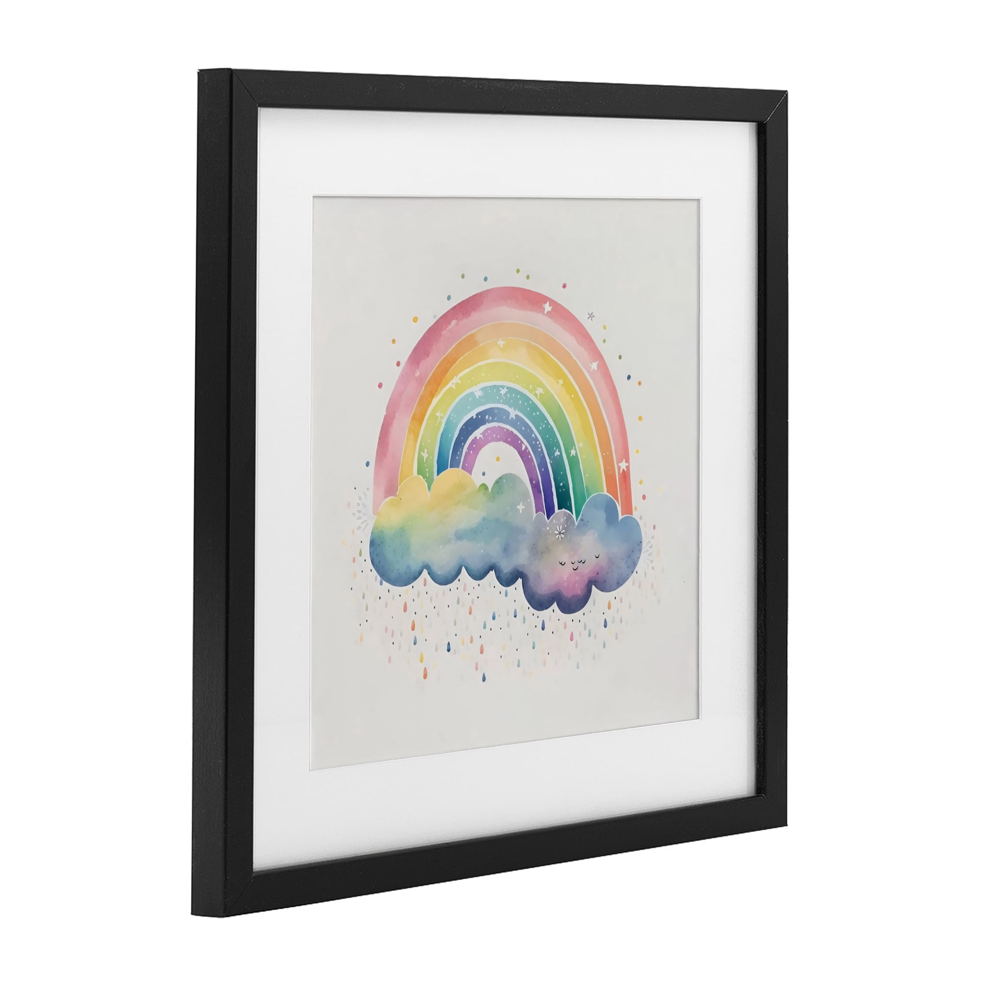 Stupell Industries Bright Boho Rainbow & Stars Black Framed Print Under Glass, design by Creative Studio