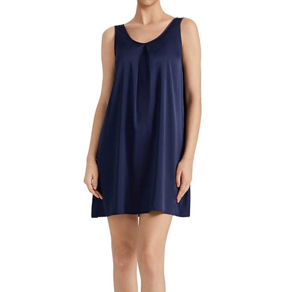 DHFJKG Summer Sleeveless Dresses Women Silk Satin Scoop Neck Home Wear Mini Dress Loungewear Backless Loose Fit Tunic Stylish Dresses