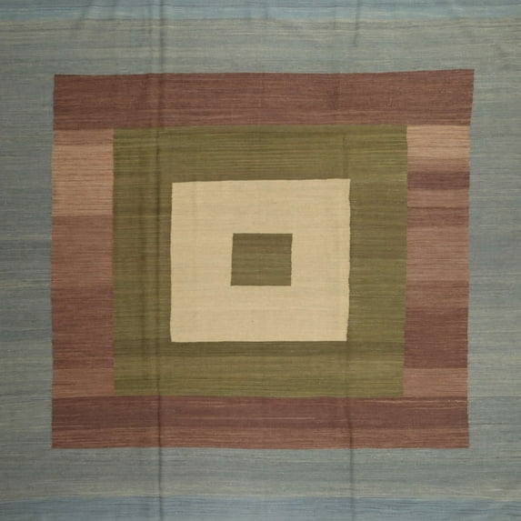 Ahgly Company Indoor Square Contemporary Khaki Green Abstract Area Rugs, 3' Square