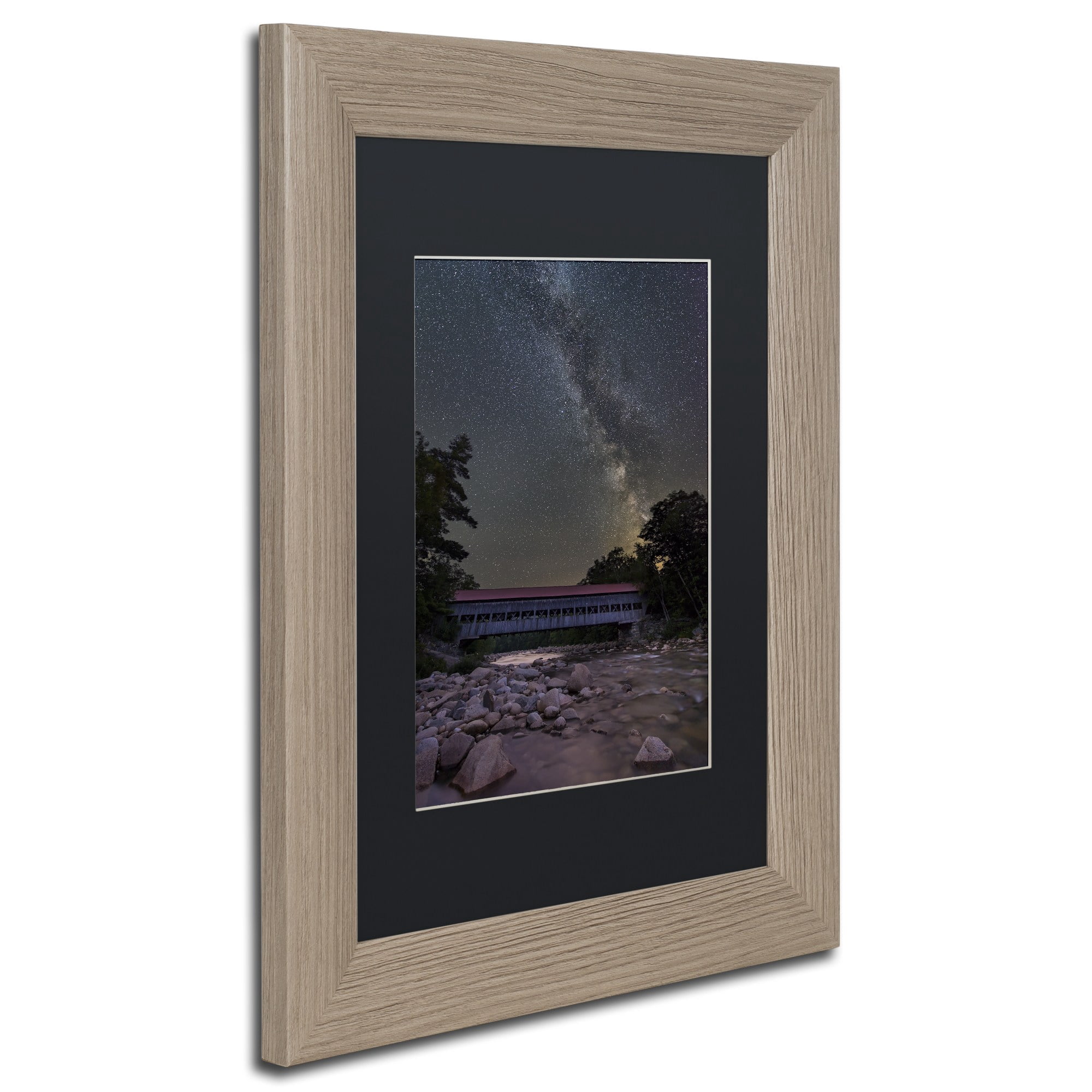 Trademark Fine Art "Swift River Night" Canvas Art by Michael Blanchette Photography Black Matte, Birch Frame
