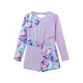 thumbnail image 4 of MSemis Kids Girls Gymnastics Leotards Long Sleeve Dance Biketards Shorts Unitards Lavender 4, 4 of 6