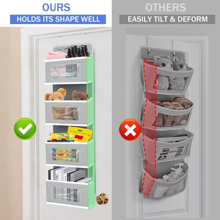 BUSATIA Over the Door Organizer with 4 Clear Shelves, Gray photo 6